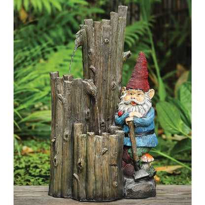 Bright Garden Solar Tree Gnome Water Fountain