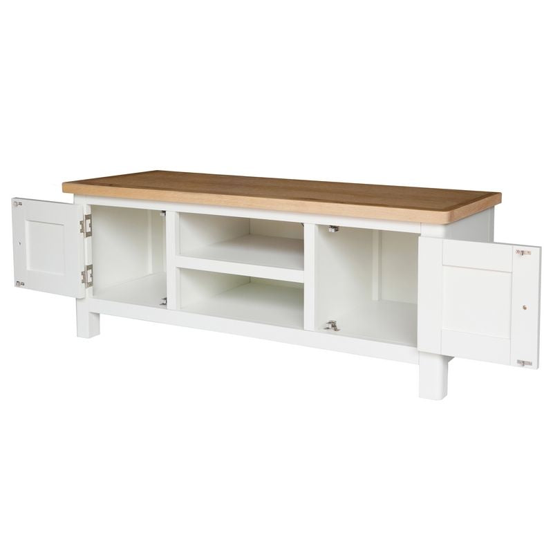 Jasmine Large TV Unit Oak White 2 Doors 1 Shelf