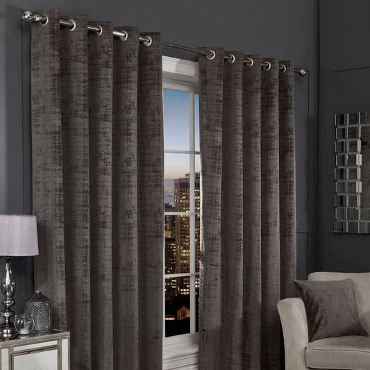 Hamilton McBride Charcoal Florence Blackout Eyelet Curtains (66" x 72")