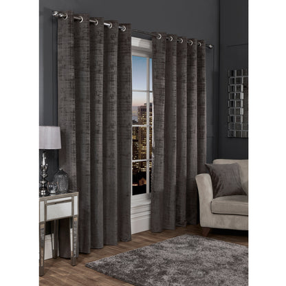 Hamilton McBride Charcoal Florence Blackout Eyelet Curtains (66" x 72")