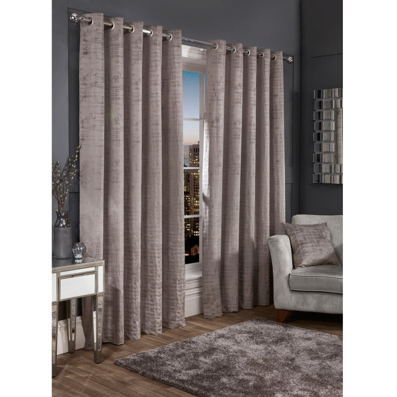 Hamilton McBride Silver Florence Blackout Eyelet Curtains (66" x 72")