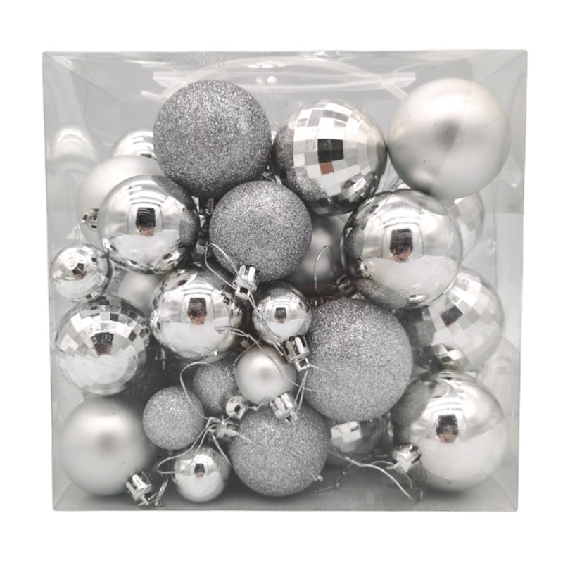 50 x Christmas Tree Baubles Decoration Silver - Various Sizes by Christmas Inspiration