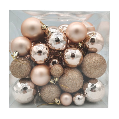 50 x Christmas Tree Baubles Decoration Rose Gold - Various Sizes by Christmas Inspiration