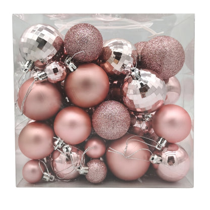 50 x Christmas Tree Baubles Decoration Pink - Various Sizes by Christmas Inspiration