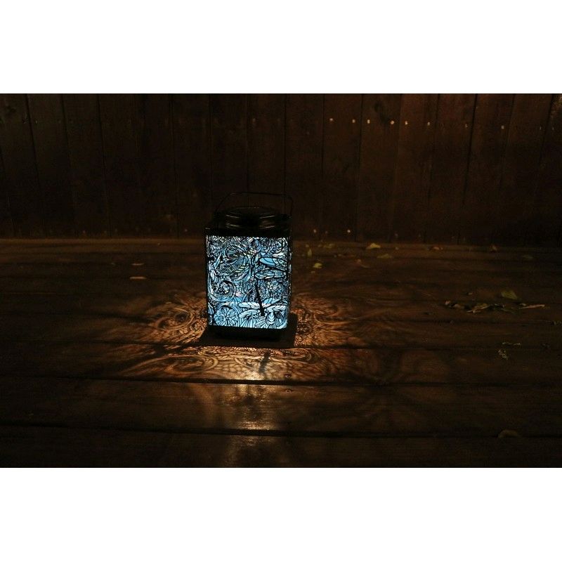 Leaf Solar Garden Lantern Decoration Blue LED - 15cm by Bright Garden