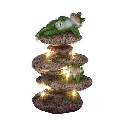 Frog Solar Garden Light Ornament Decoration 5 White LED - 27.8cm by Bright Garden