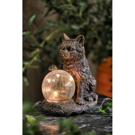 Cat Solar Garden Light Ornament Decoration 5 Warm White LED - 25cm by Bright Garden