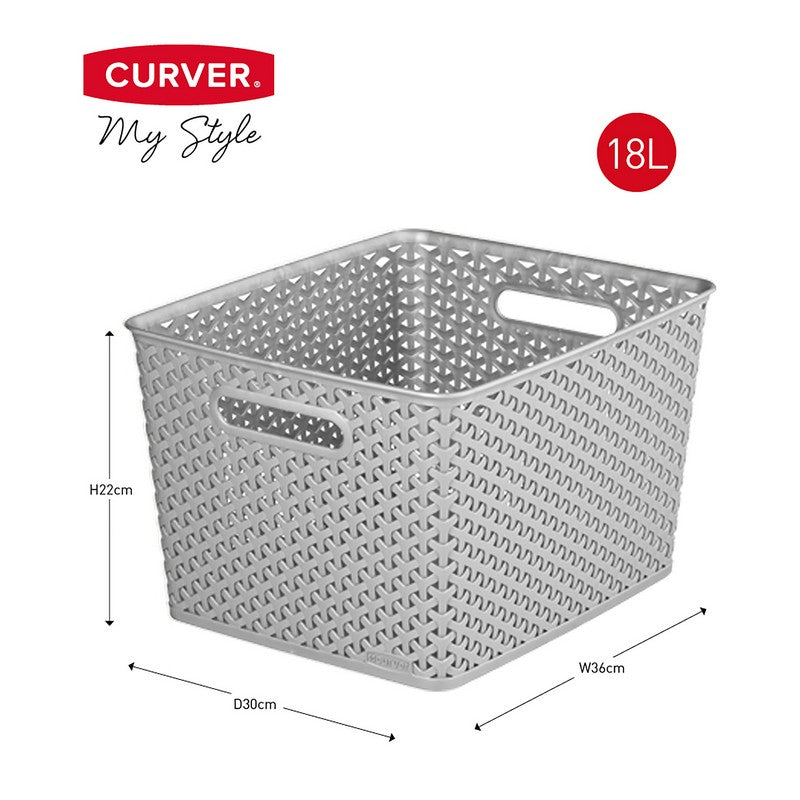 Plastic Storage Box 18 Litres - Grey My Style by Curver