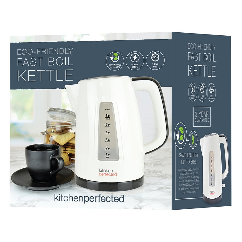 Fast Boil Cordless Kettle By KitchenPerfected - Cream And Black 1.5 Litre