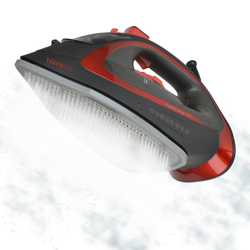 Hurricane Steam Iron with Ceramic Soleplate Black And Red - 3200W