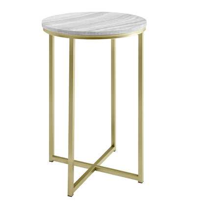 Deco Circular Side Table Gold and Grey