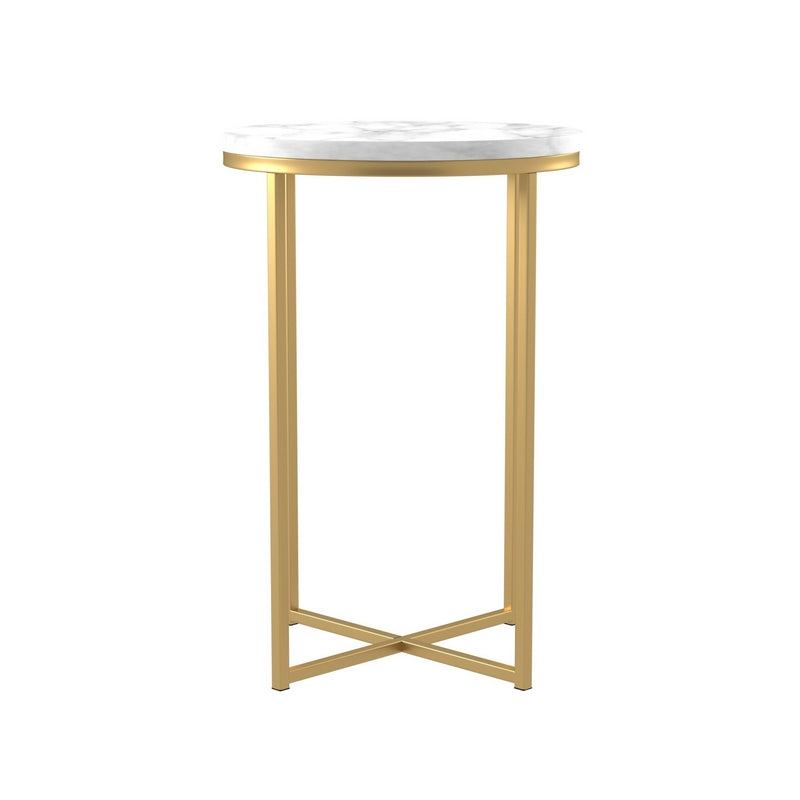 Deco Circular Side Table Gold and White