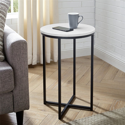 Deco Circular Side Table Black & White