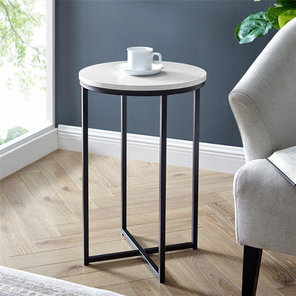 Deco Circular Side Table Black & White