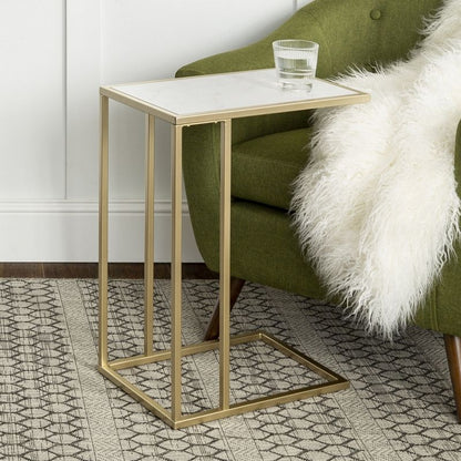 Deco Side Table Gold and White