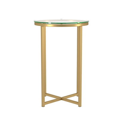 Deco Circular Side Table Metal & Glass Gold