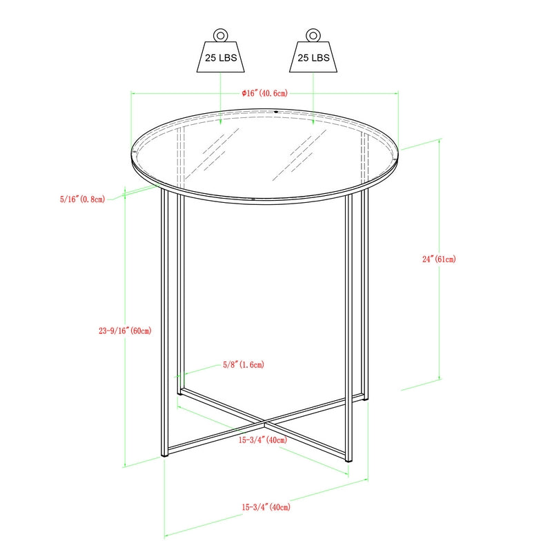 Deco Circular Side Table Metal & Glass Gold