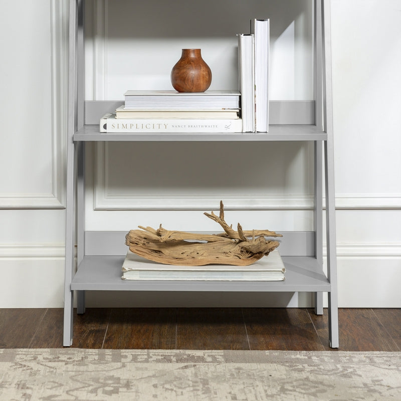 Ladder Tall Bookcase Grey 4 Shelves