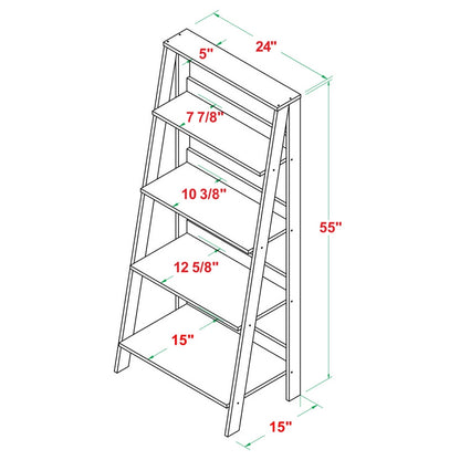 Ladder Tall Bookcase Grey 4 Shelves