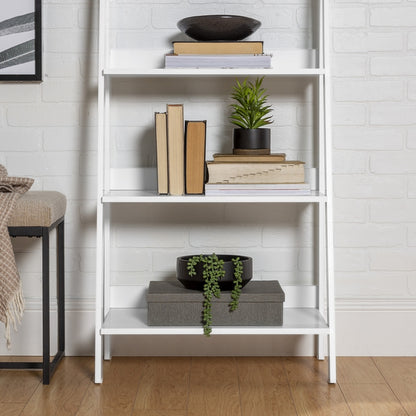 Ladder Tall Bookcase White 4 Shelves