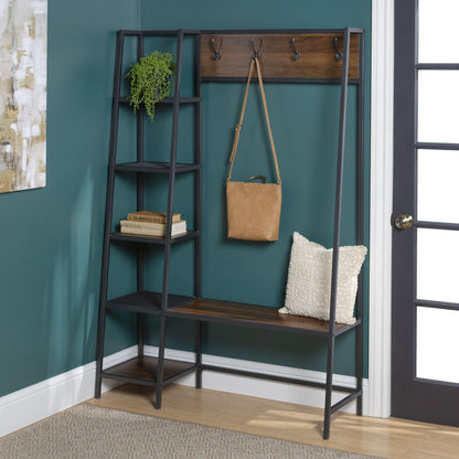 Rustic Tall Shelving Unit Black 5 Shelves