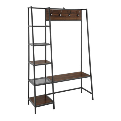 Rustic Tall Shelving Unit Black 5 Shelves