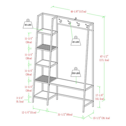 Rustic Tall Shelving Unit Black 5 Shelves