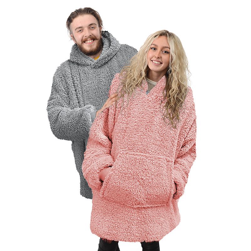 Fleece Teddy Hoodie Pink - One Size