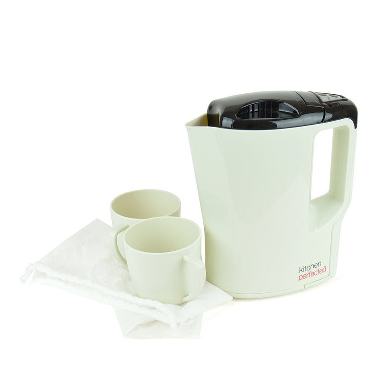 Travel Kettle 900ml Cream And Black 1000W - With 2 Mugs