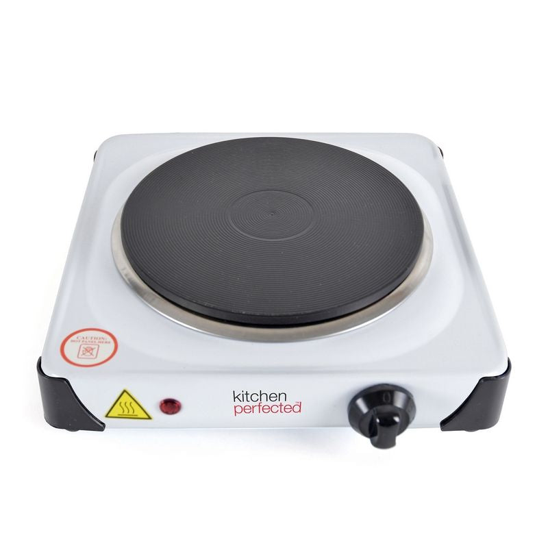 Single Electric Hotplate Cast Iron White - 1500W