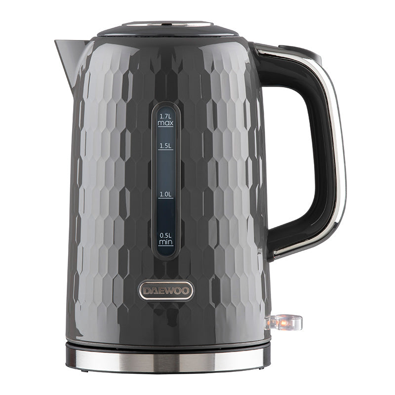 Daewoo Fast Boil Jug Kettle Honeycomb Dark Grey 1.7L Quality Discounts