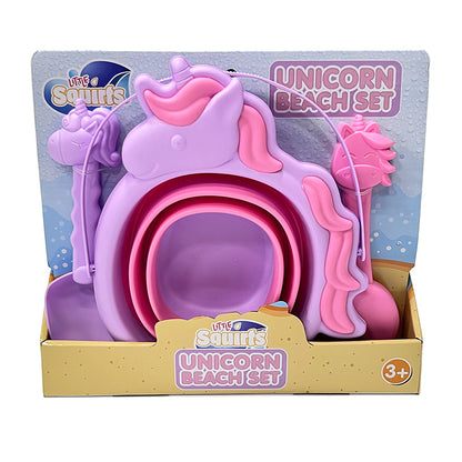 Unicorn Beach Play Set With Collapsible Bucket - Purple And Pink