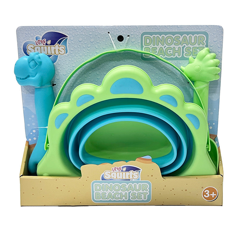 Dinosaur Beach Play Set With Collapsible Bucket - Green And Blue