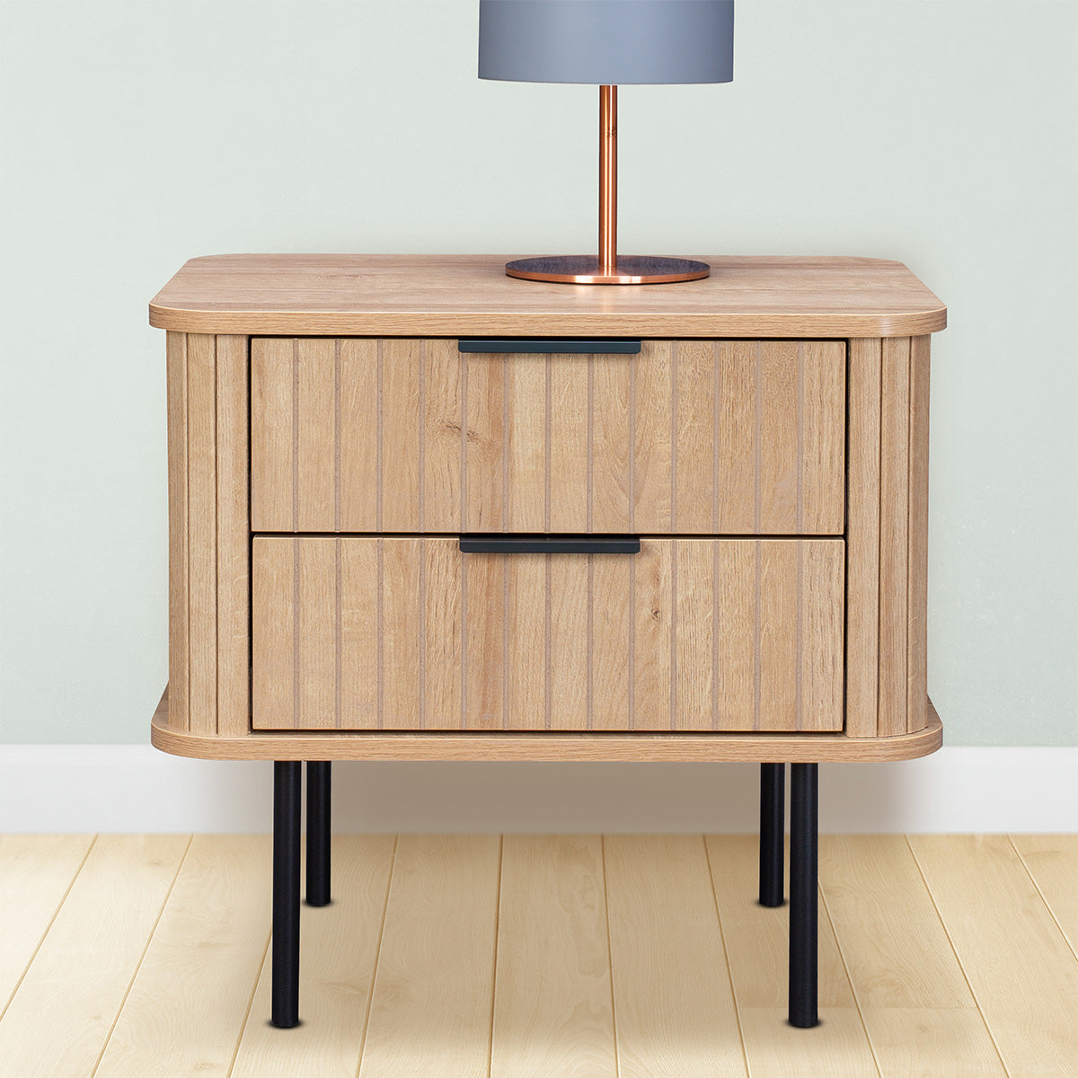 Oslo Bedside Table Natural 2 Drawers