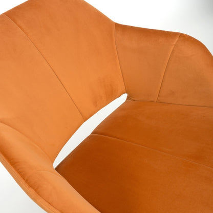 Pair of Contemporary Dining Chairs Orange Brushed Velvet