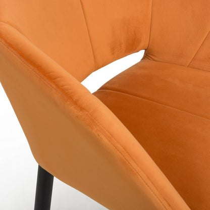 Pair of Contemporary Dining Chairs Orange Brushed Velvet