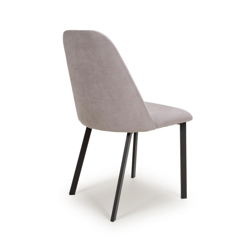 4 Contemporary Dining Chairs Light Grey Linen Effect