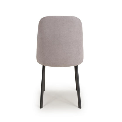 4 Contemporary Dining Chairs Light Grey Linen Effect