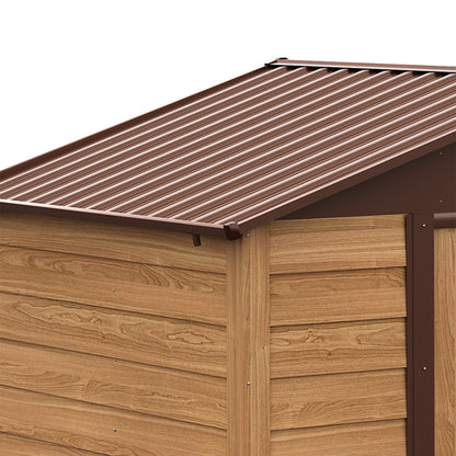 Moderna 7.7 x 64' Double Door Apex Garden Shed With Ventilation Steel & Polypropylene Light Brown by Steadfast