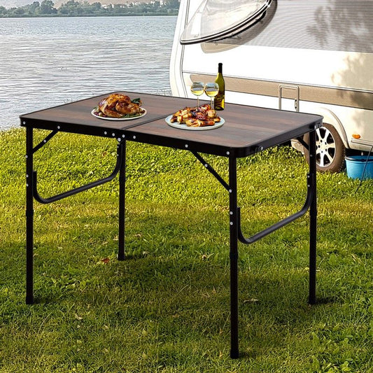 Outsunny 3ft Height Adjustable Medium-density fibreboard Folding Camping Table