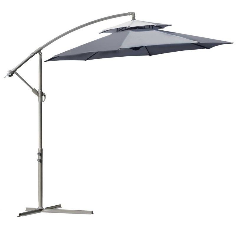 2.7M Garden Banana Parasol Cantilever Umbrella With Crank Handle