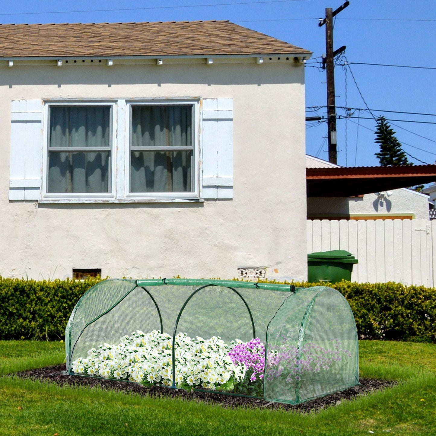 Tunnel Greenhouse Green Grow House Steel Frame Garden Outdoor 200 x 100 x 80cm