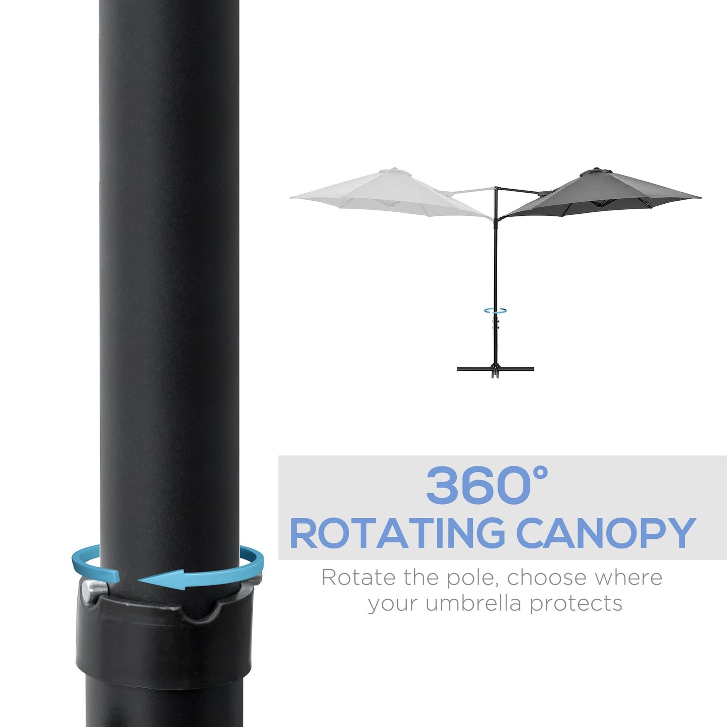 Outsunny 2.5M Garden Cantilever Parasol With 360 Rotation