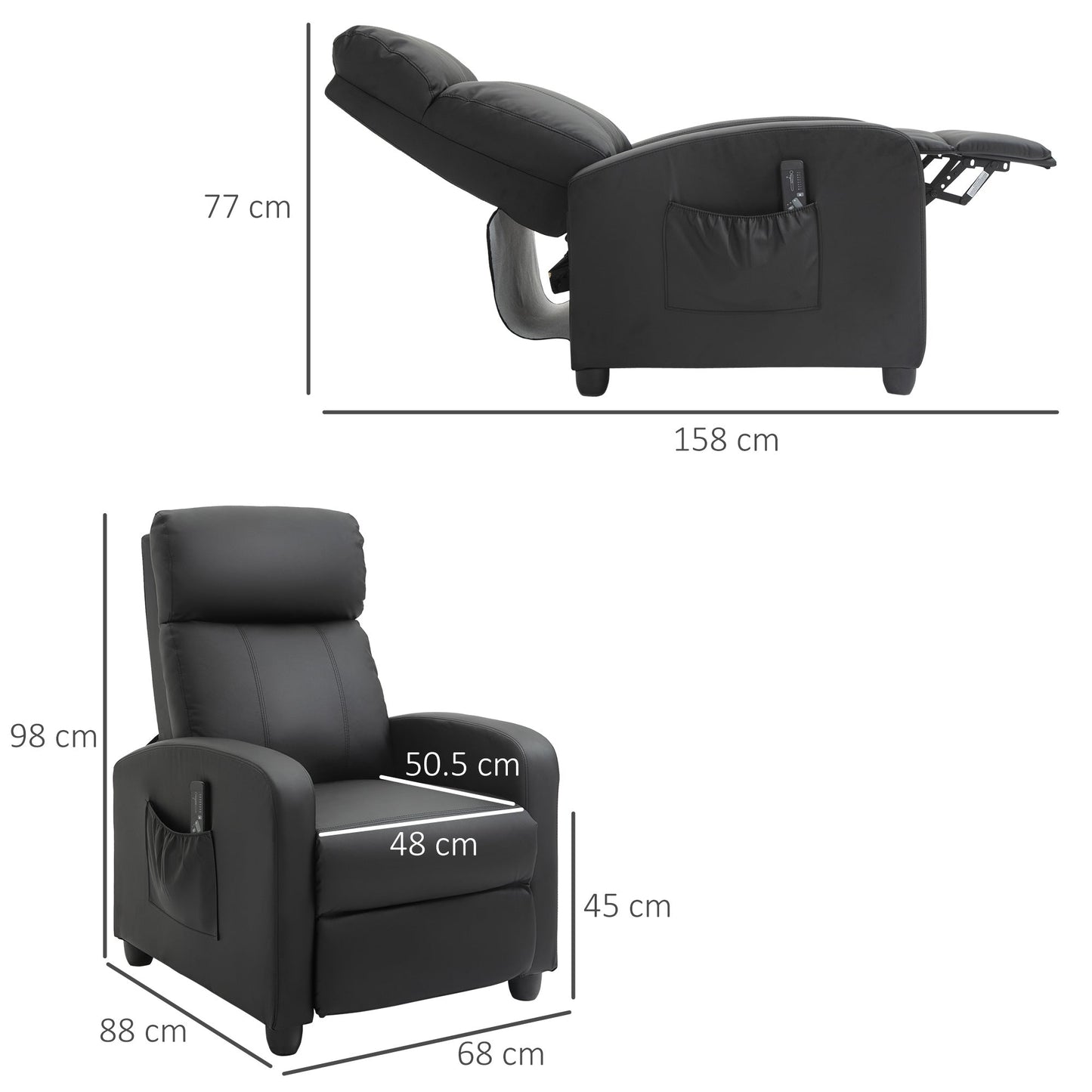 Recliner Sofa Chair PU Leather Massage Armcair w/ Remote Control