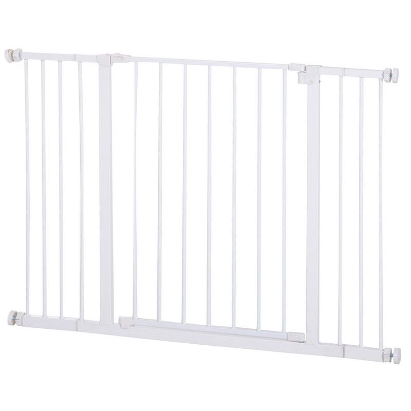 PawHut Pressure Fitted Pet Dog Safety Gate Metal Fence Extending 72-107cm Wide