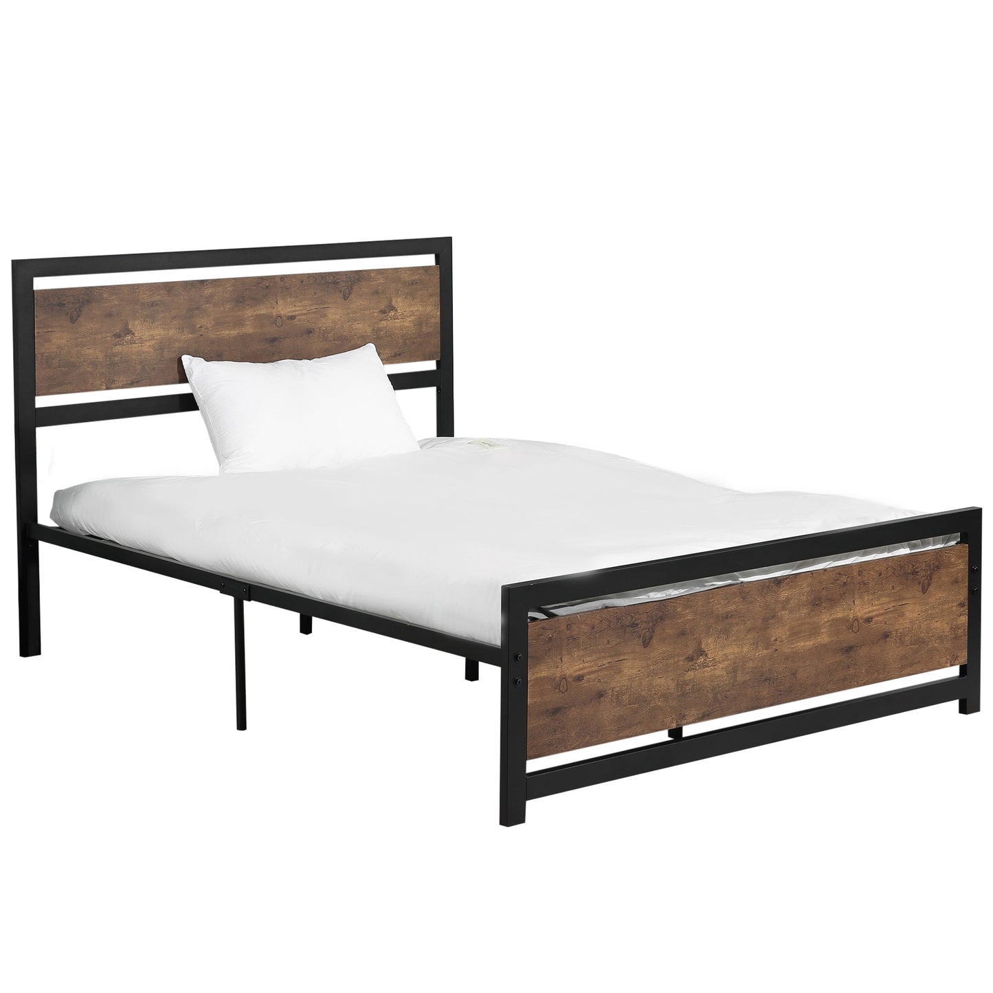 Full Bed Frame Twin Size Metal Bed w/ Headboard