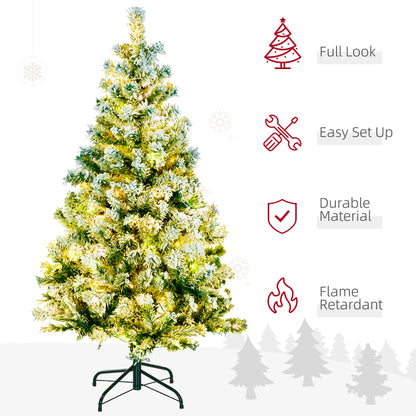 4ft Prelit Christmas Tree Artificial - White Frosted Green with LED Lights Multicoloured 311 Tips