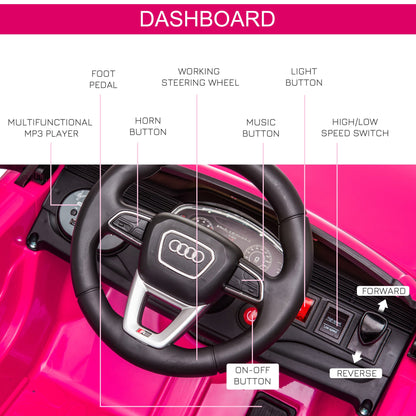 Audi RS Q8 6V Kids Electric Ride On Car Toy w/ Remote USB MP3 Bluetooth Pink