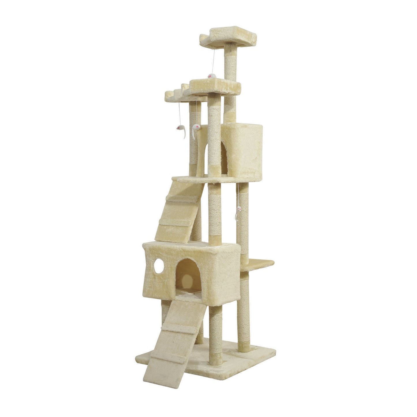 PawHut Cat Tree Scratching Post 27L27W28.5H cm-Beige