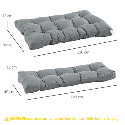 2-Piece Garden Tufted Pallet Cushions Seat Pad Back Cushion Indoor Outdoor Grey